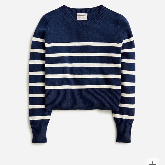 j. Crew Cashmere shrunken crewneck sweater in stripe - XXS - Picture 1 of 1